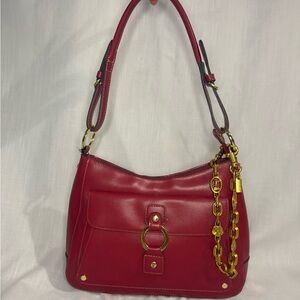 Faux Red Leather Shoulder Bag 💋